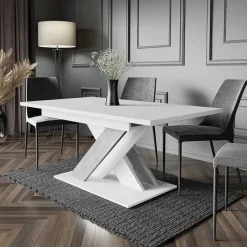 Tavolo allungabile 140/180cm moderno rettangolare bianco cemento Ivonne