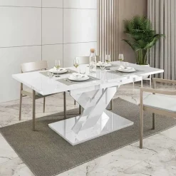 Tavolo allungabile 140/180cm rettangolare bianco lucido Ivonne