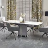 Tavolo allungabile da pranzo 160/220cm bianco grigio chiaro Ignazio