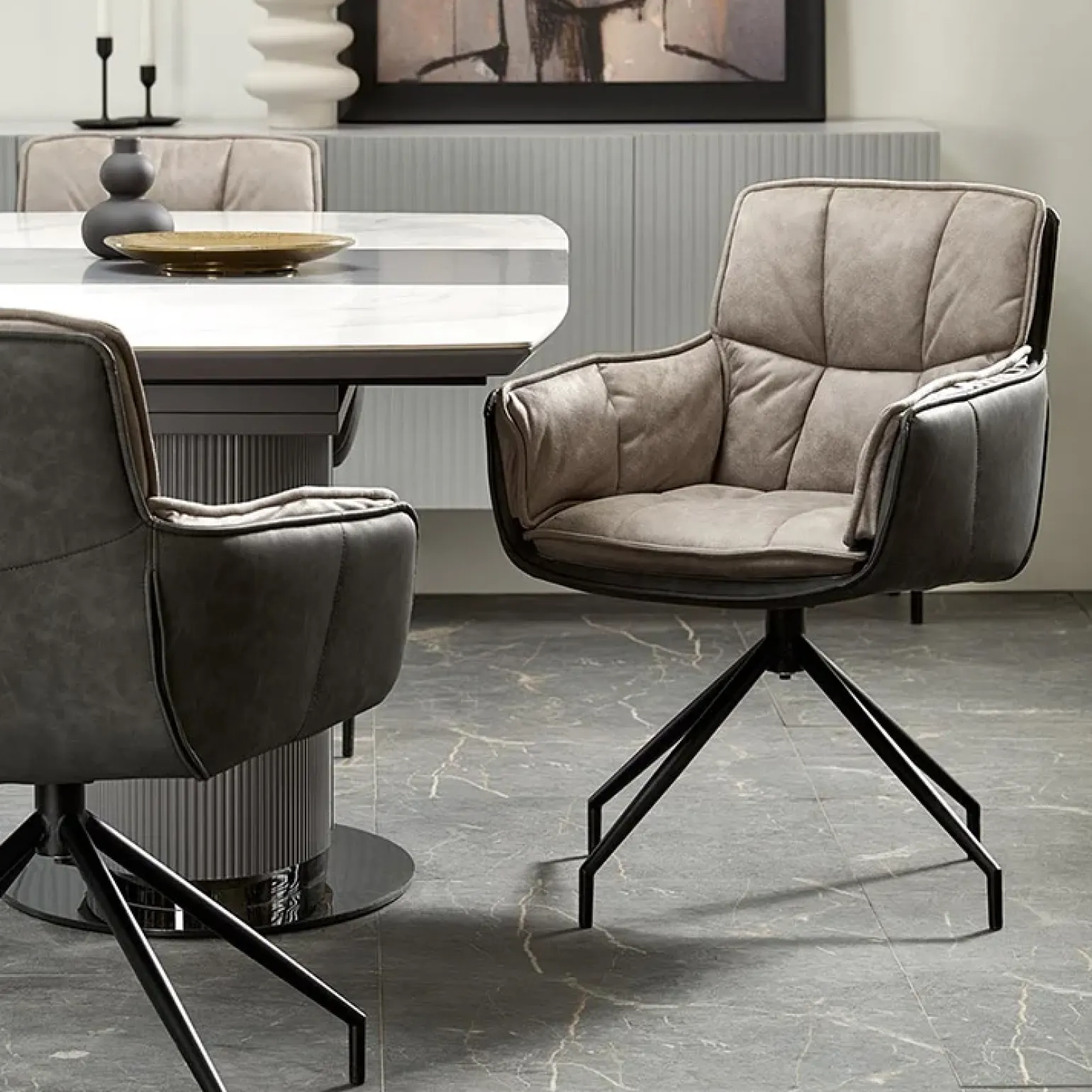 Tavolo allungabile da pranzo 160/220cm bianco grigio chiaro Ignazio
