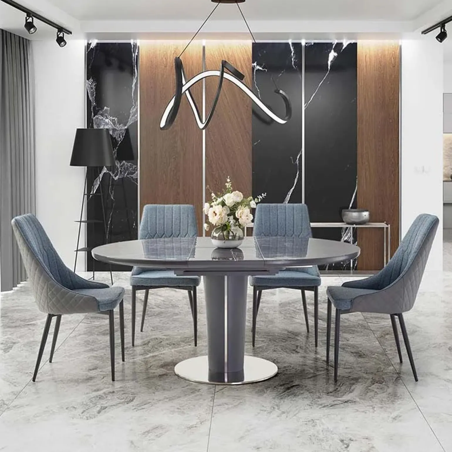 Tavolo allungabile moderno 120/160cm marmo grigio Donald