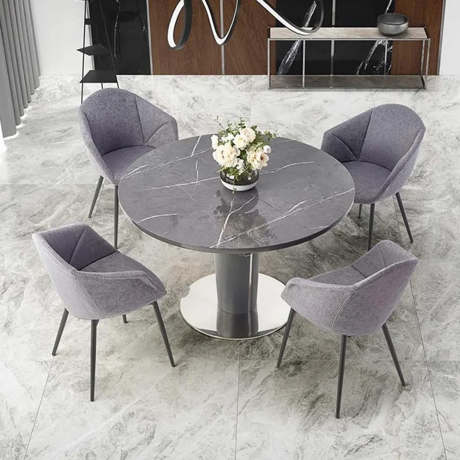 Tavolo allungabile moderno 120/160cm marmo grigio Donald