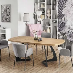 Tavolo allungabile moderno 160/200cm rovere naturale nero Evan