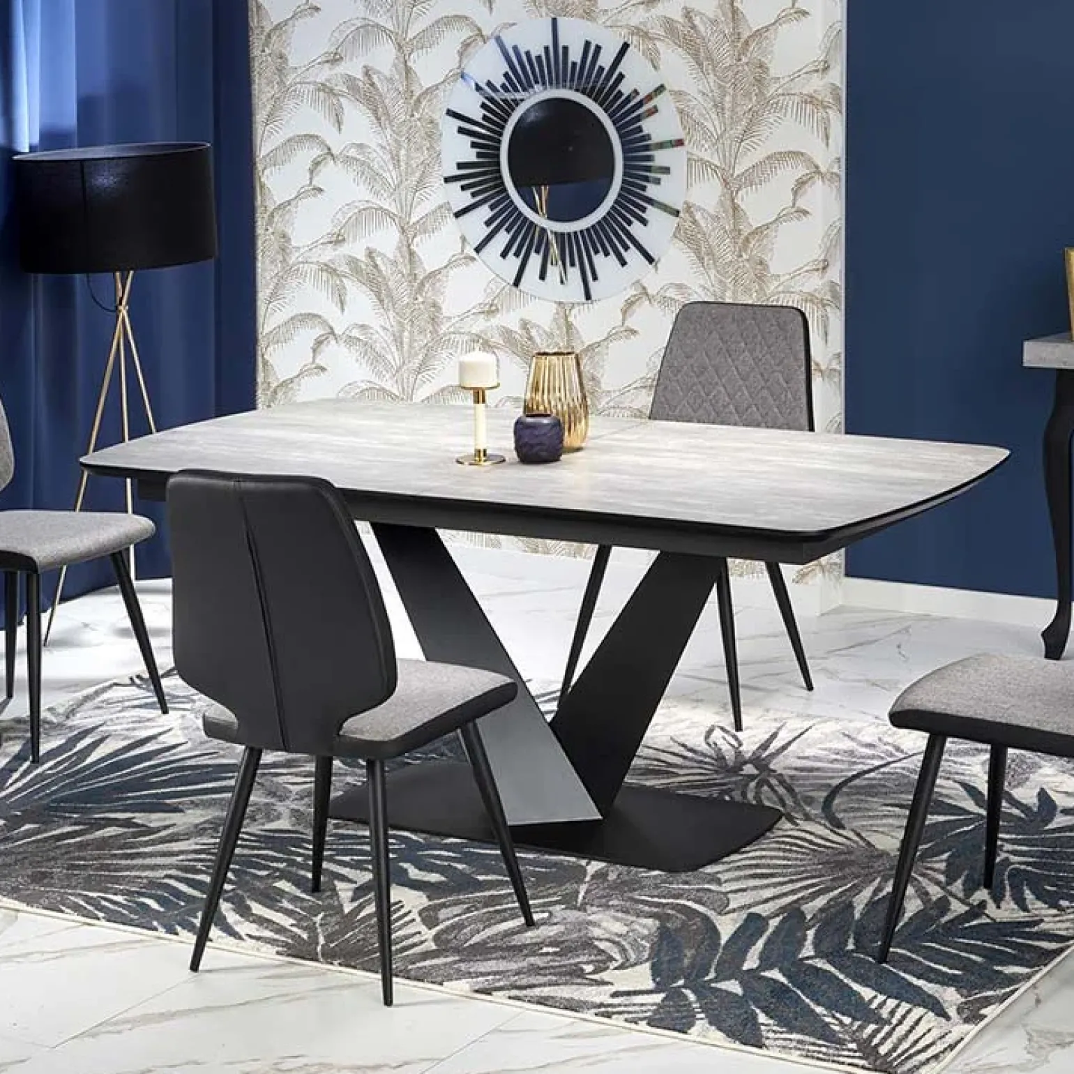 Tavolo allungabile moderno 180/230cm grigio scuro nero Zara
