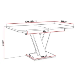 Tavolo allungabile moderno 120/160cm nero lucido Coroline