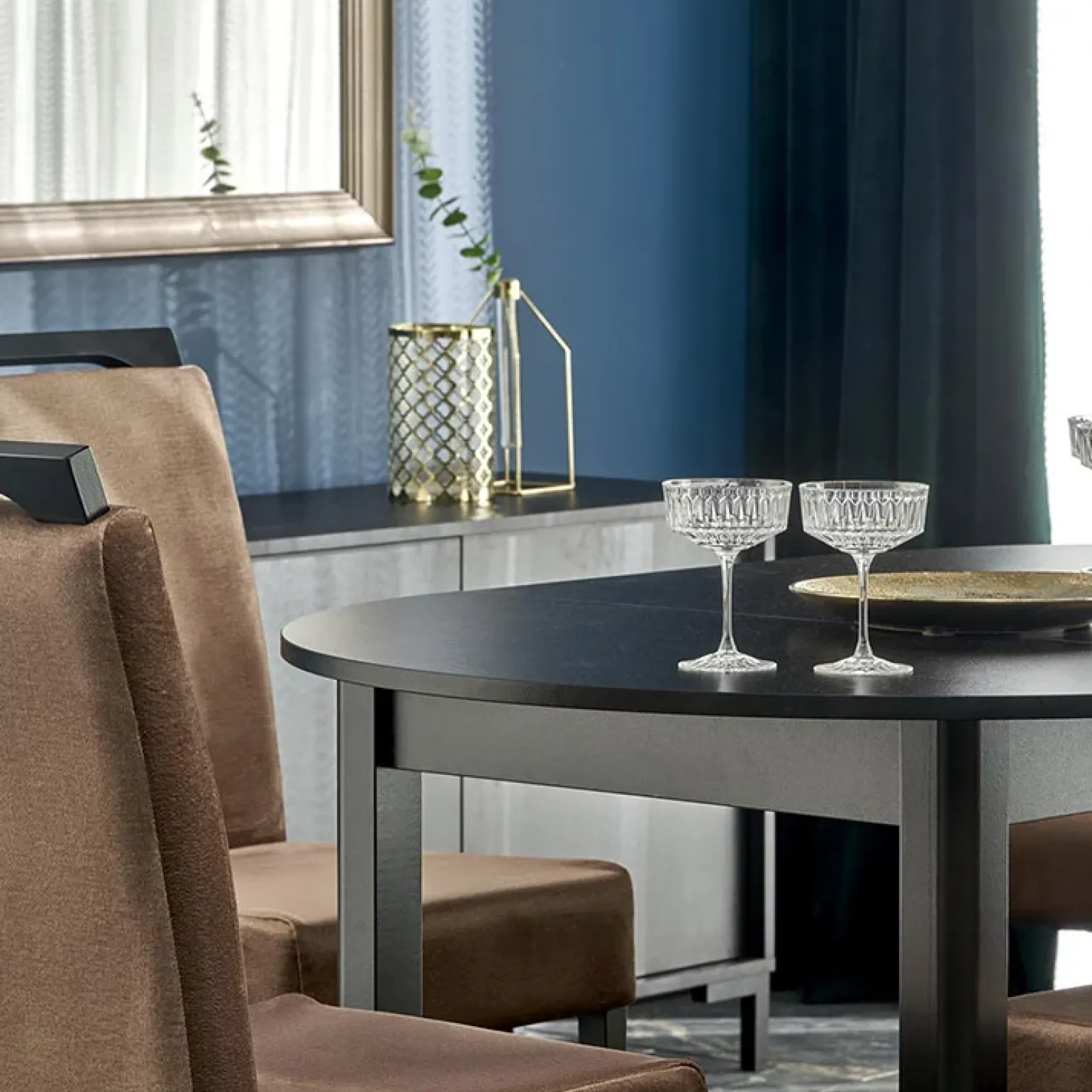 Tavolo allungabile rotondo 102/142cm moderno nero Caienna