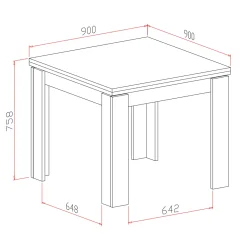 Tavolo allungabile 90x90cm moderno a libro bianco frassinato Calla