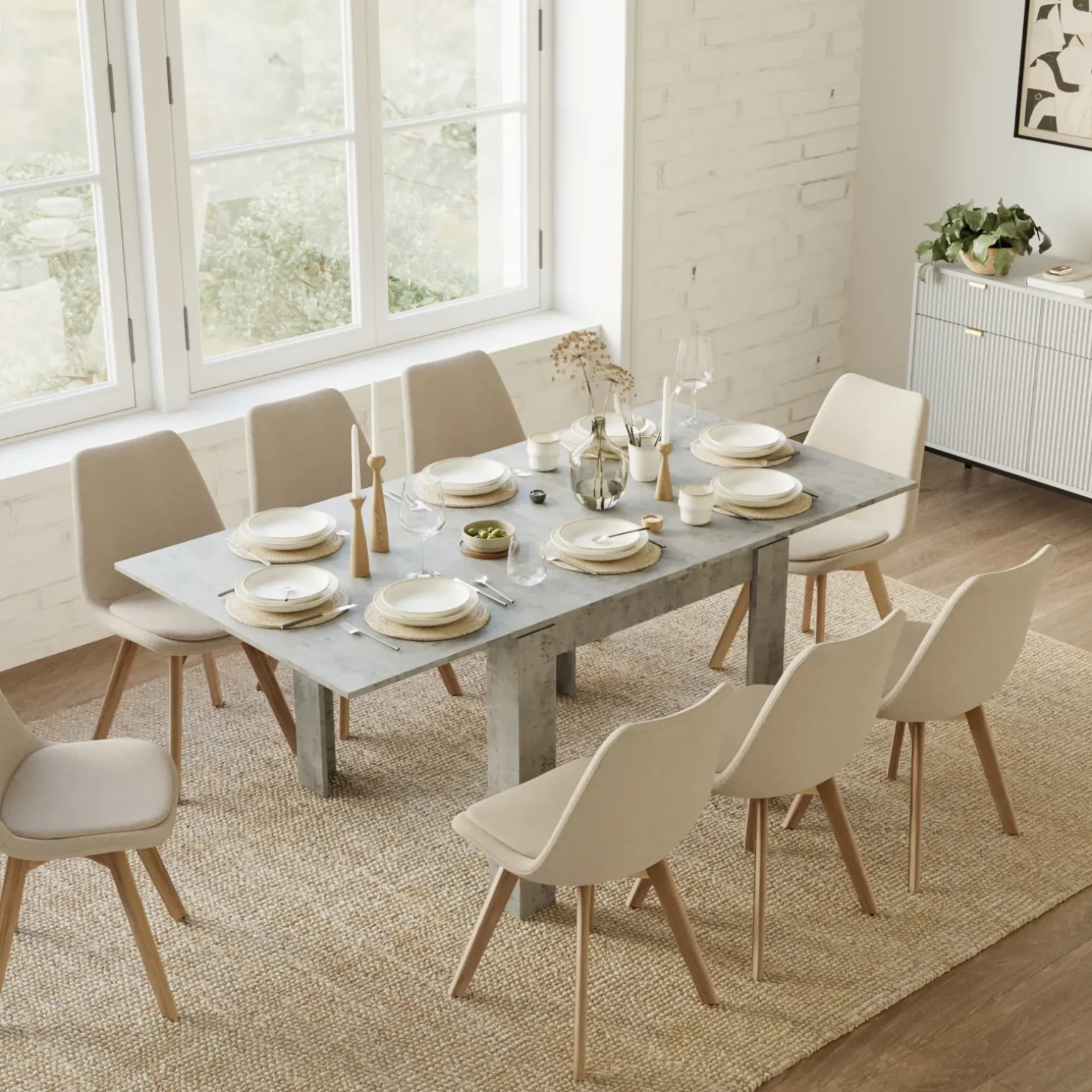 Tavolo allungabile 90x90cm moderno a libro grigio Calla
