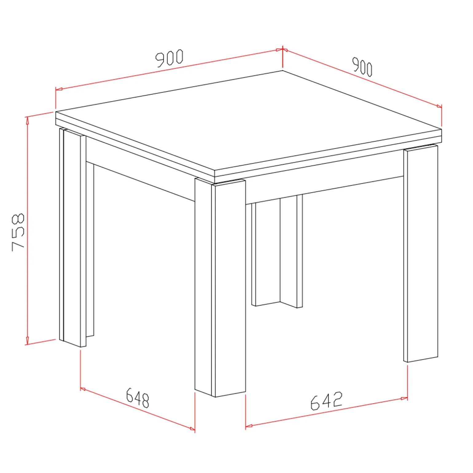 Tavolo allungabile 90x90cm moderno a libro grigio Calla