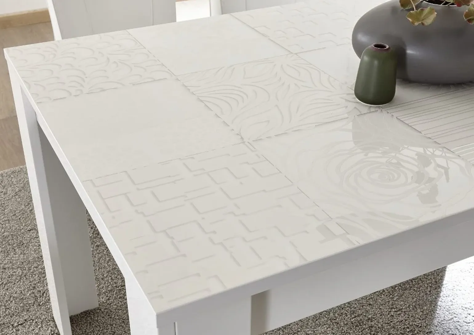 Tavolo 137/185cm allungabile da pranzo bianco laccato lucido Paradise