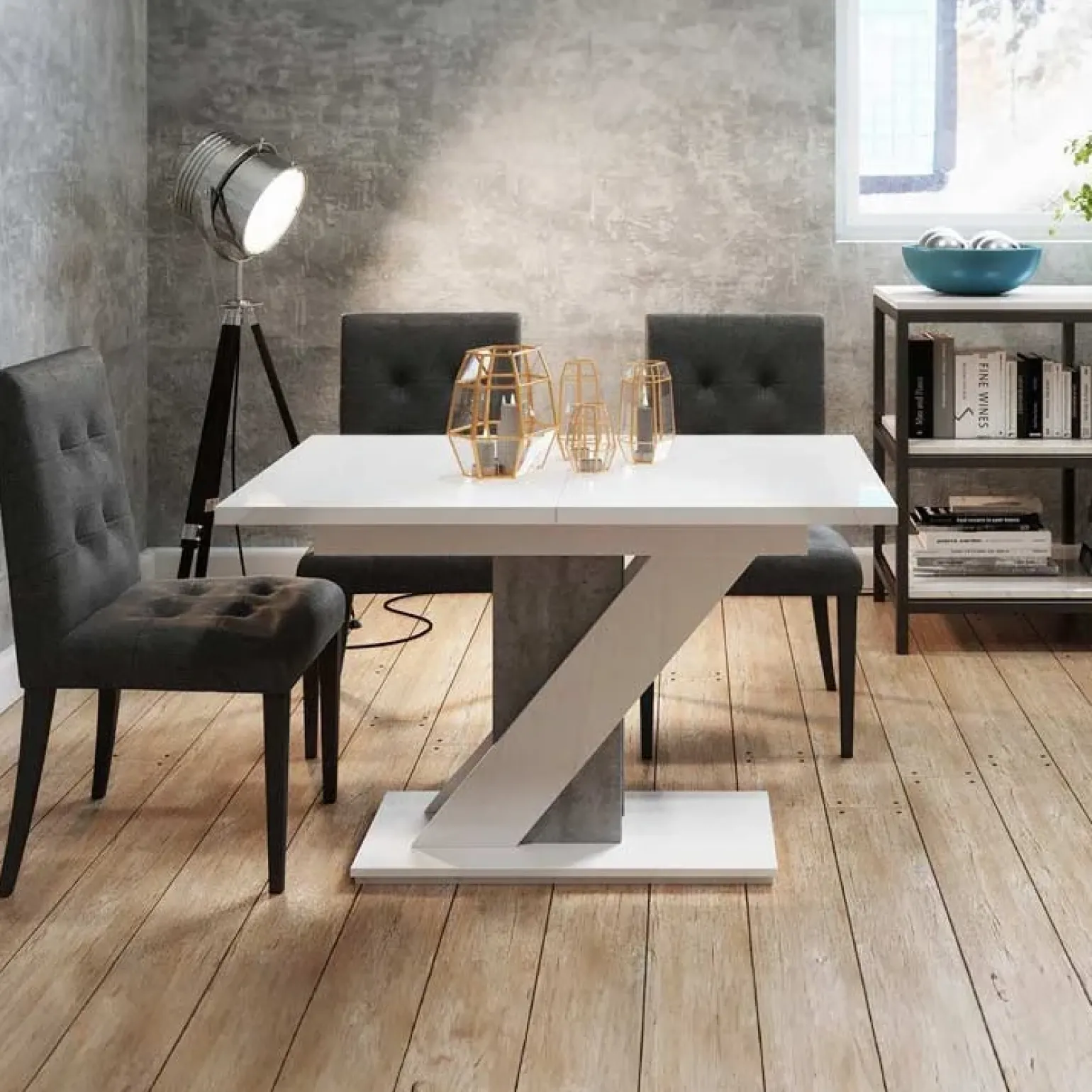 Tavolo 120/160cm allungabile da pranzo bianco effetto pietra Amilia