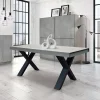 Tavolo 160/250cm allungabile grigio cemento gambe in antracite Hildago