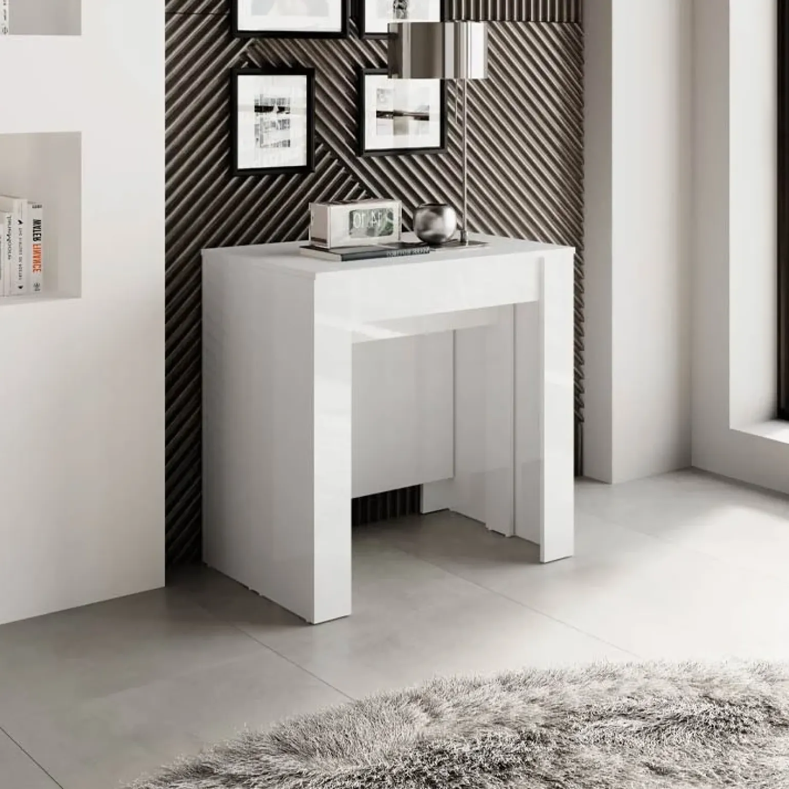 Tavolo 54/252cm allungabile moderno bianco lucido Violette
