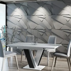 Tavolo 120/160cm allungabile moderno bianco nero Coroline
