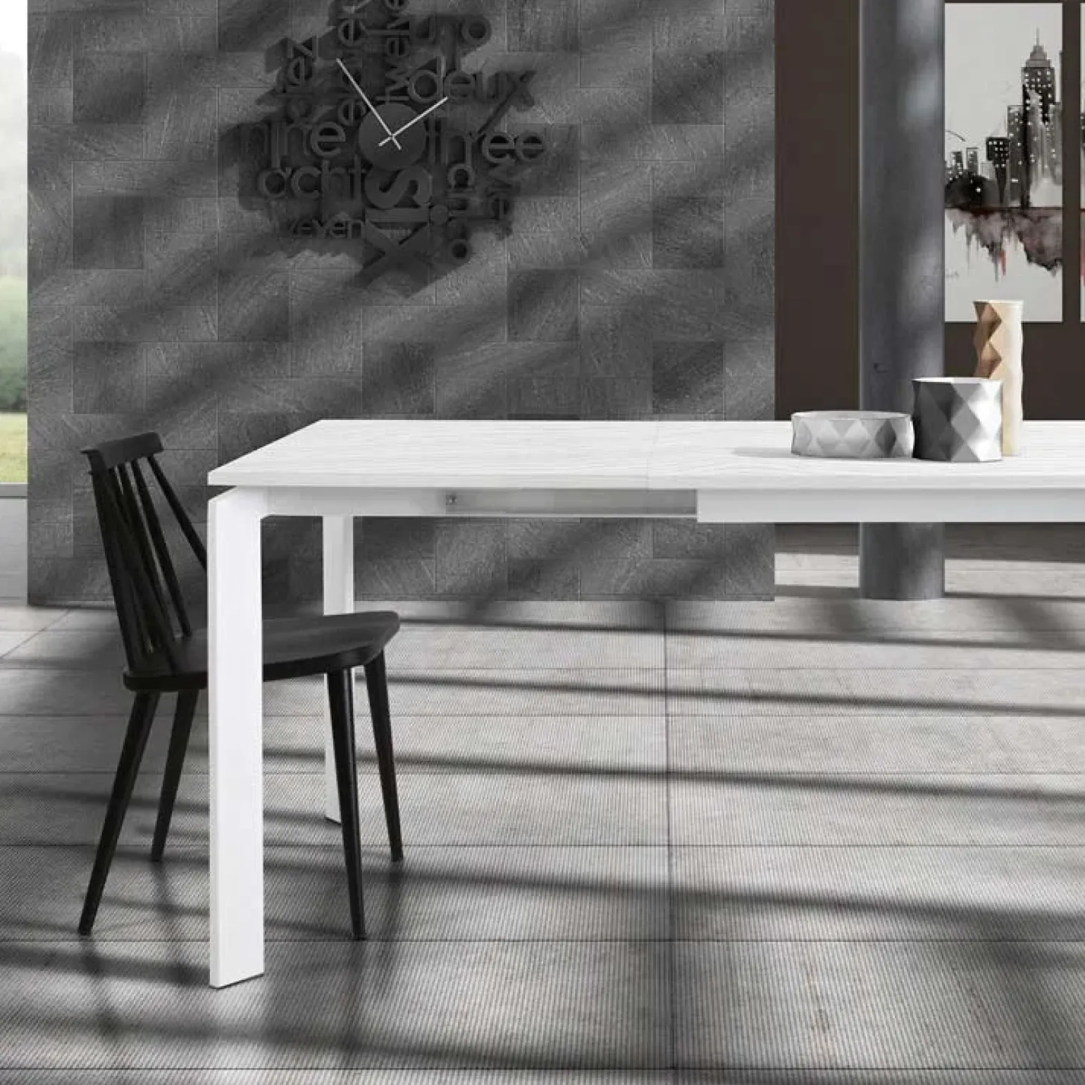 Tavolo 90/150cm allungabile moderno bianco frassinato Dylan Gihome®