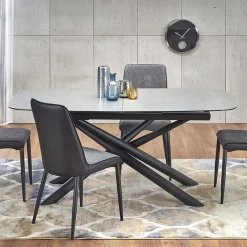 Tavolo 180/240cm allungabile moderno grigio scuro nero Uruk