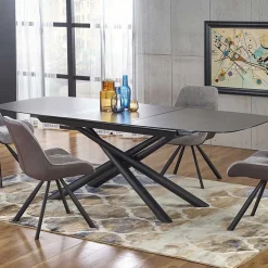 Tavolo 180/240cm allungabile moderno grigio scuro nero Uruk