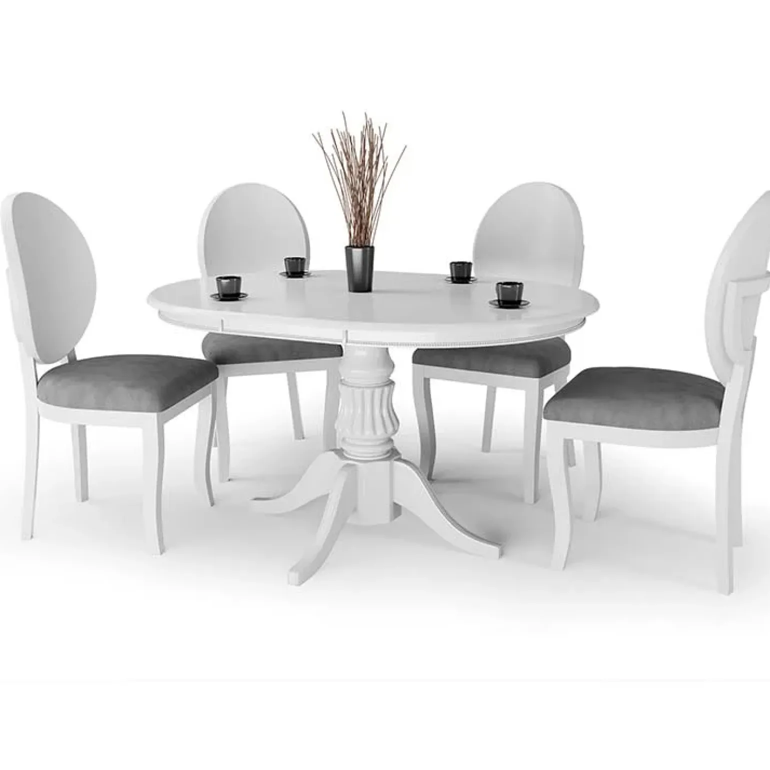 Tavolo 90/124cm allungabile rotondo moderno bianco Circle