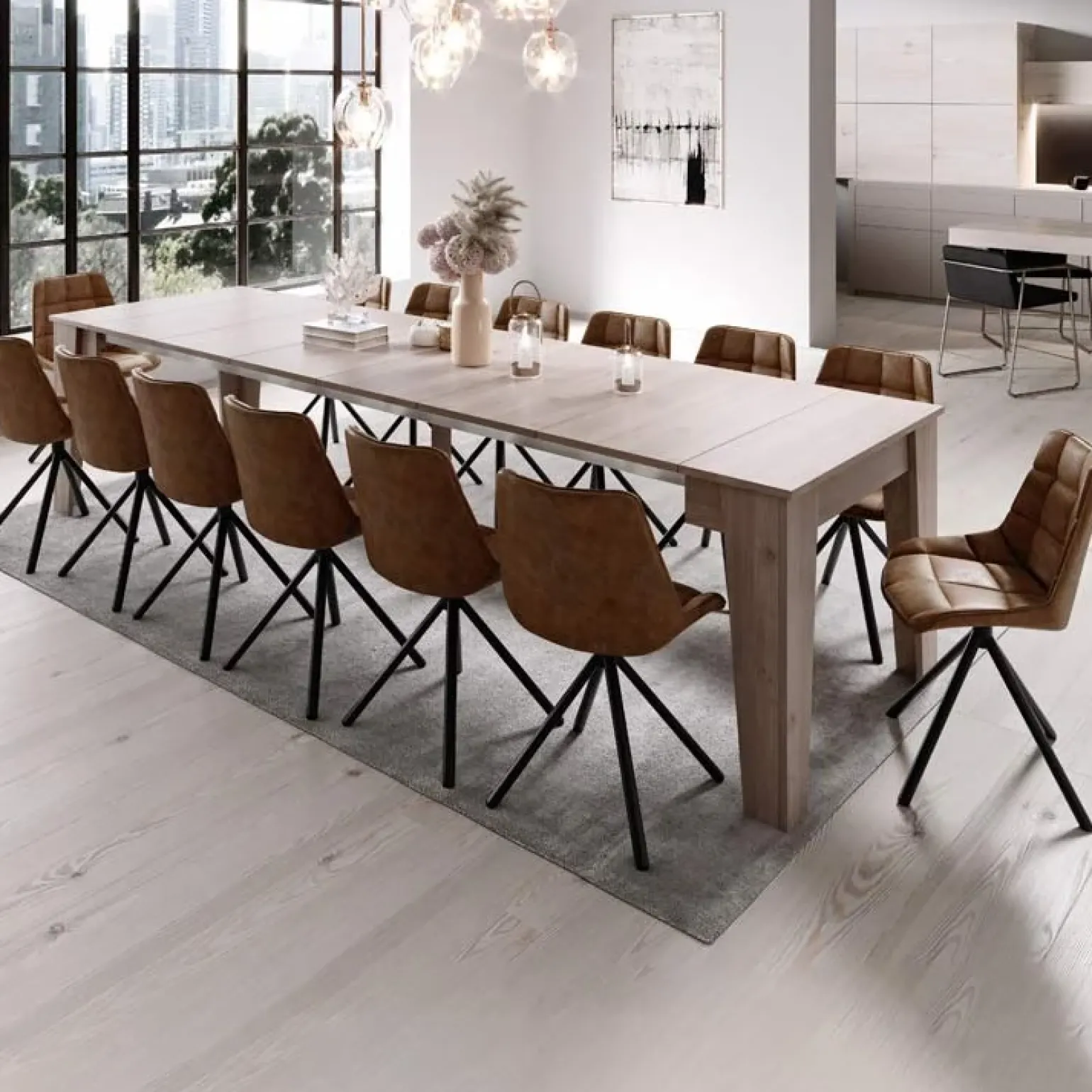 Tavolo 54/306cm consolle allungabile rovere scuro Grace Gihome®