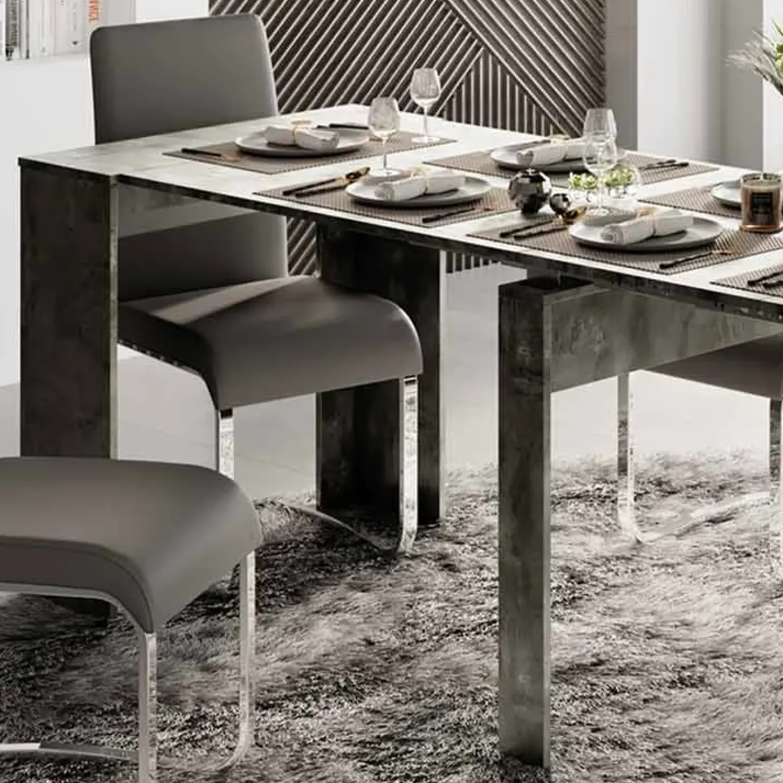 Tavolo 54/252cm consolle allungabile ossido nobilitato Violette