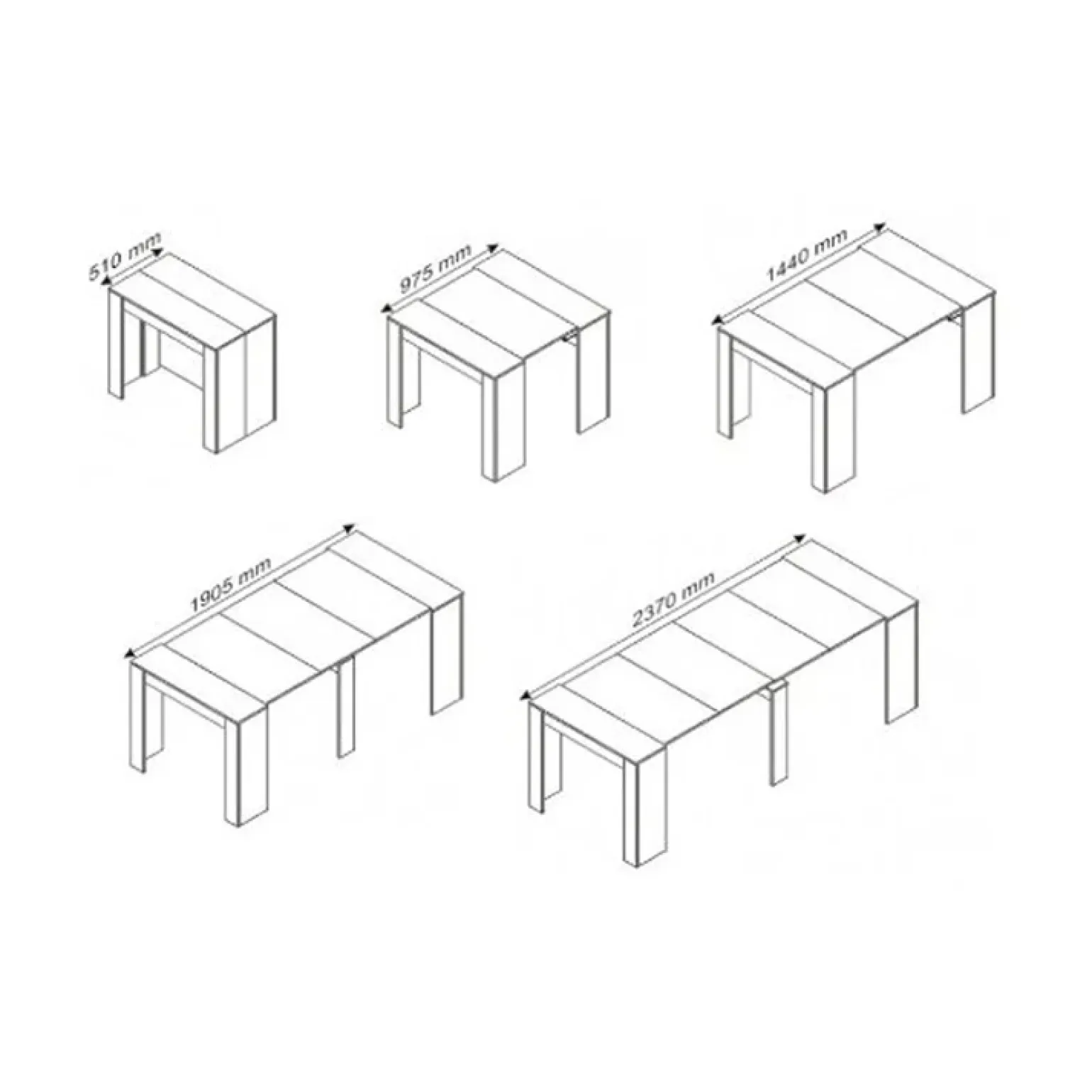 Tavolo 51/237cm consolle allungabile moderno rovere chiaro Venere