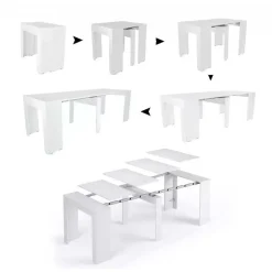 Tavolo 52/238cm consolle allungabile moderno bianco opaco Virginia