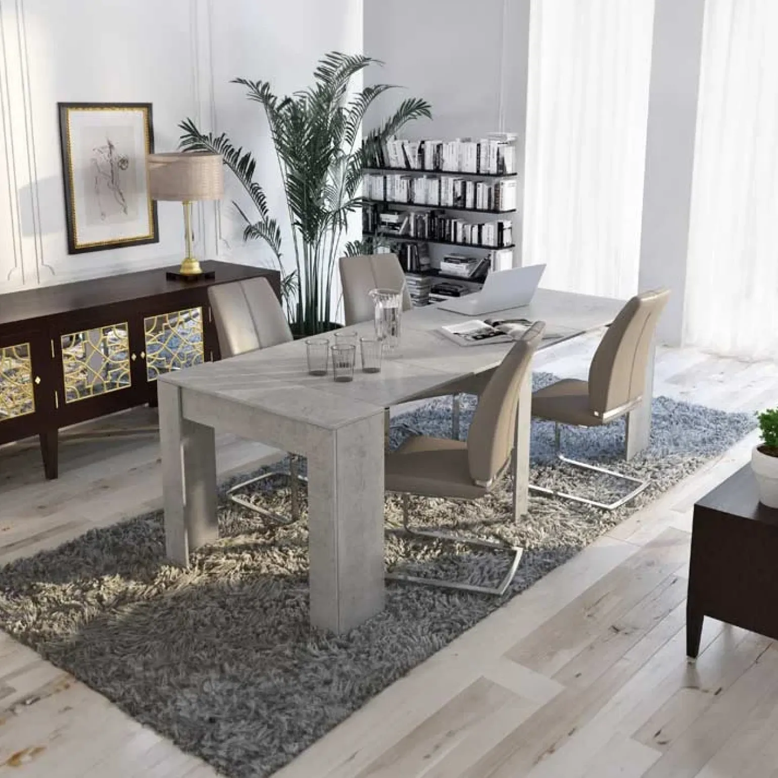 Tavolo 52/238cm consolle allungabile grigio cemento Virginia
