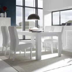 Tavolo 137/185cm da pranzo allungabile moderno bianco opaco Deluxe