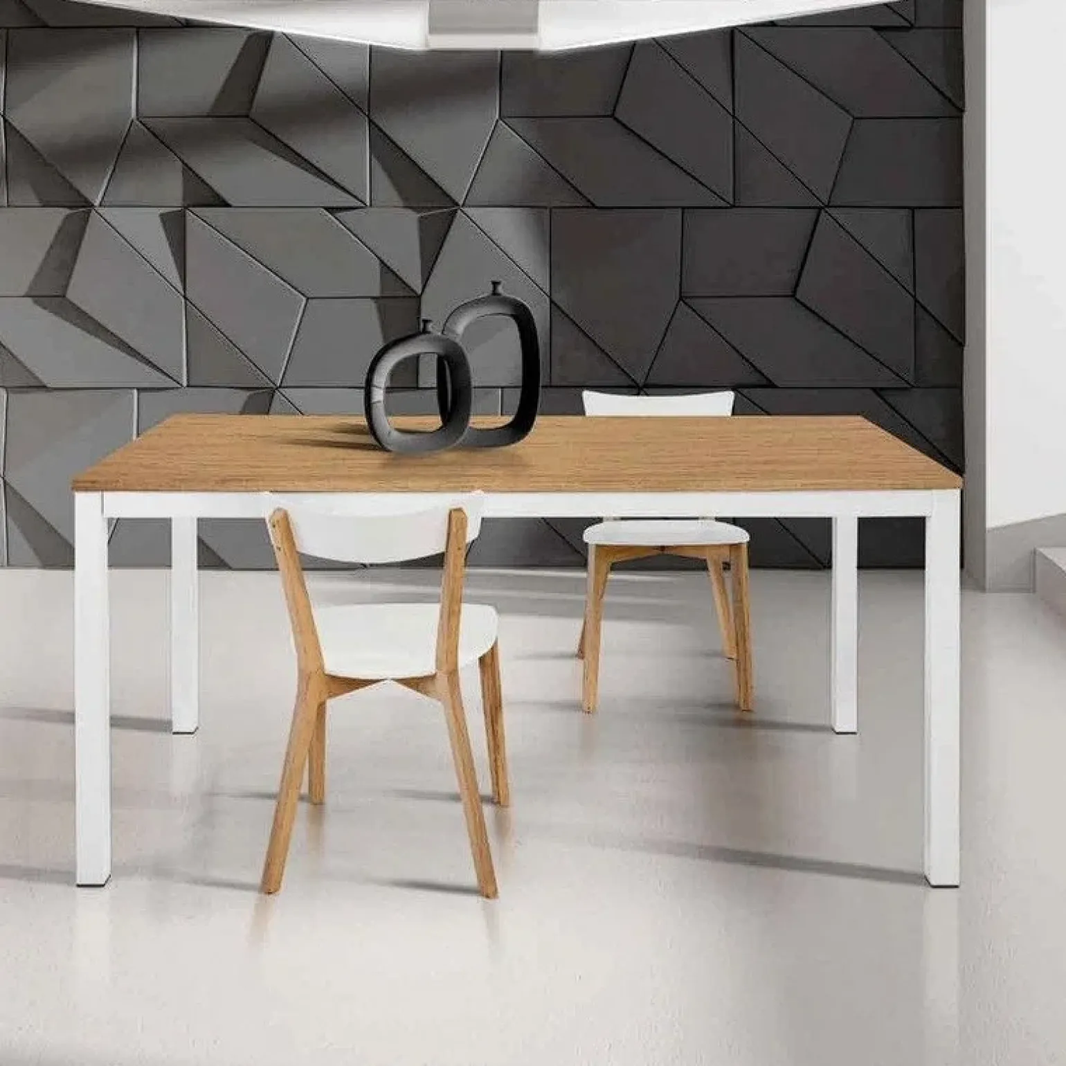 Tavolo 120/170cm da pranzo allungabile rovere naturale bianco Mark