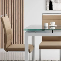 Tavolo 110/170cm in vetro allungabile moderno bianco Liem Gihome®