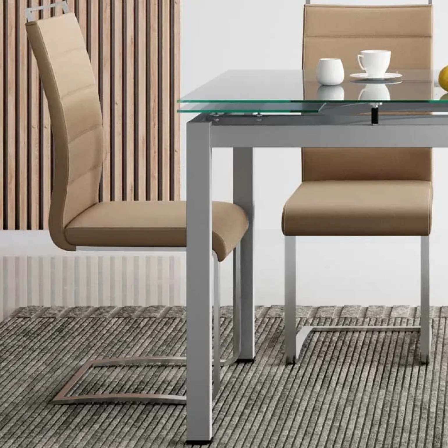 Tavolo 110/170cm in vetro allungabile grigio metallo Liem Gihome®