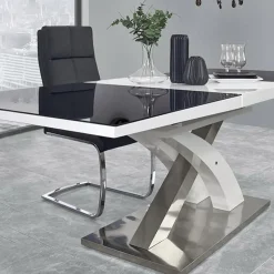 Tavolo 160/220cm in vetro allungabile nero bianco Iride Gihome®
