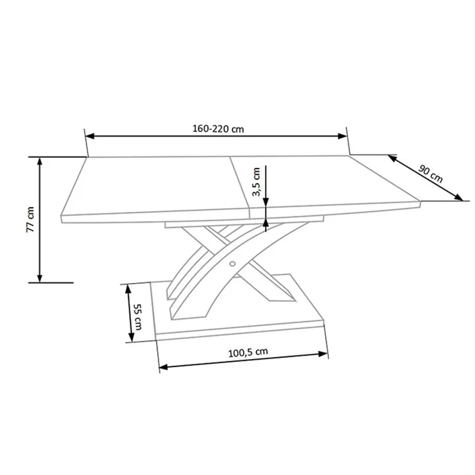 Tavolo 160/220cm in vetro allungabile nero bianco Iride Gihome®