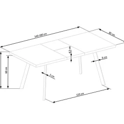 Tavolo 140/180cm rettangolare allungabile noce miele nero Meja