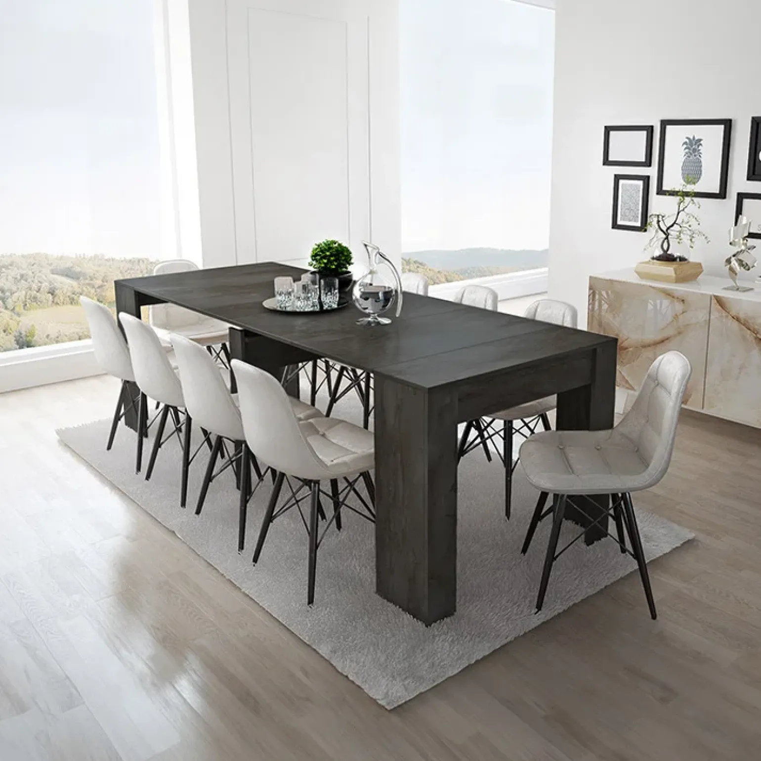 Tavolo consolle allungabile moderno 52/238cm ossido Virginia