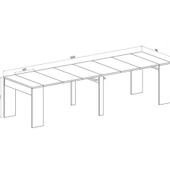 Tavolo consolle allungabile moderno 50/302cm bianco opaco Giada