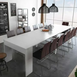 Tavolo consolle moderno allungabile 50/302cm bianco opaco Mely