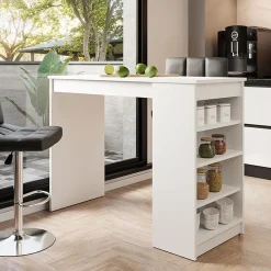 Tavolo da cucina 115x102cm moderno con ripiani bianco Mansel