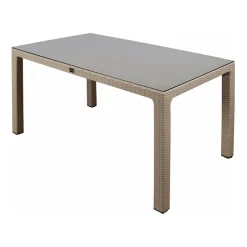Tavolo da esterno 150x90cm polipropilene effetto rattan tortora Teide