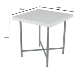 Tavolo da giardino esterno bar dehors quadrato 75x75cm polipropilene bianco Alvaro