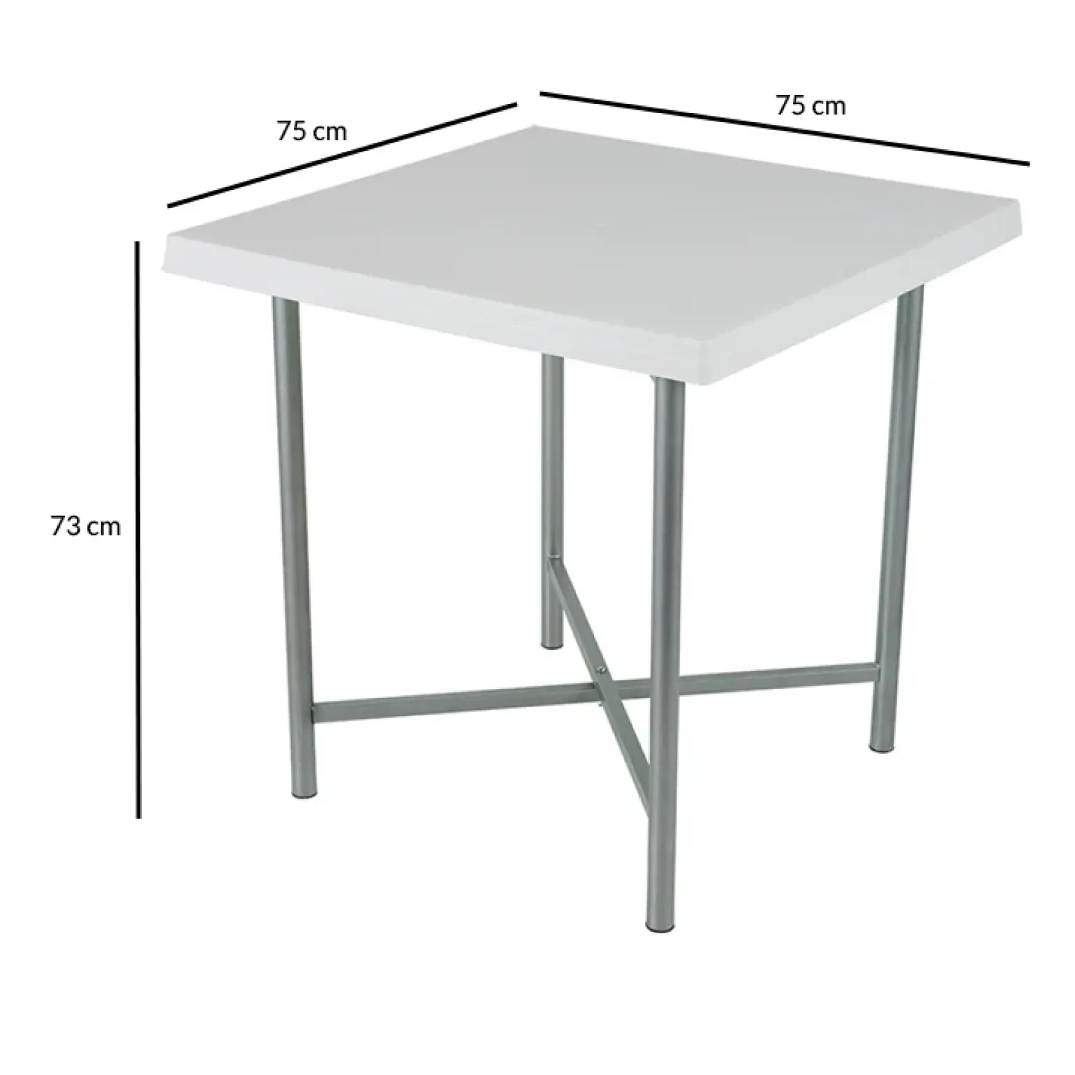 Tavolo da giardino esterno bar dehors quadrato 75x75cm polipropilene bianco Alvaro