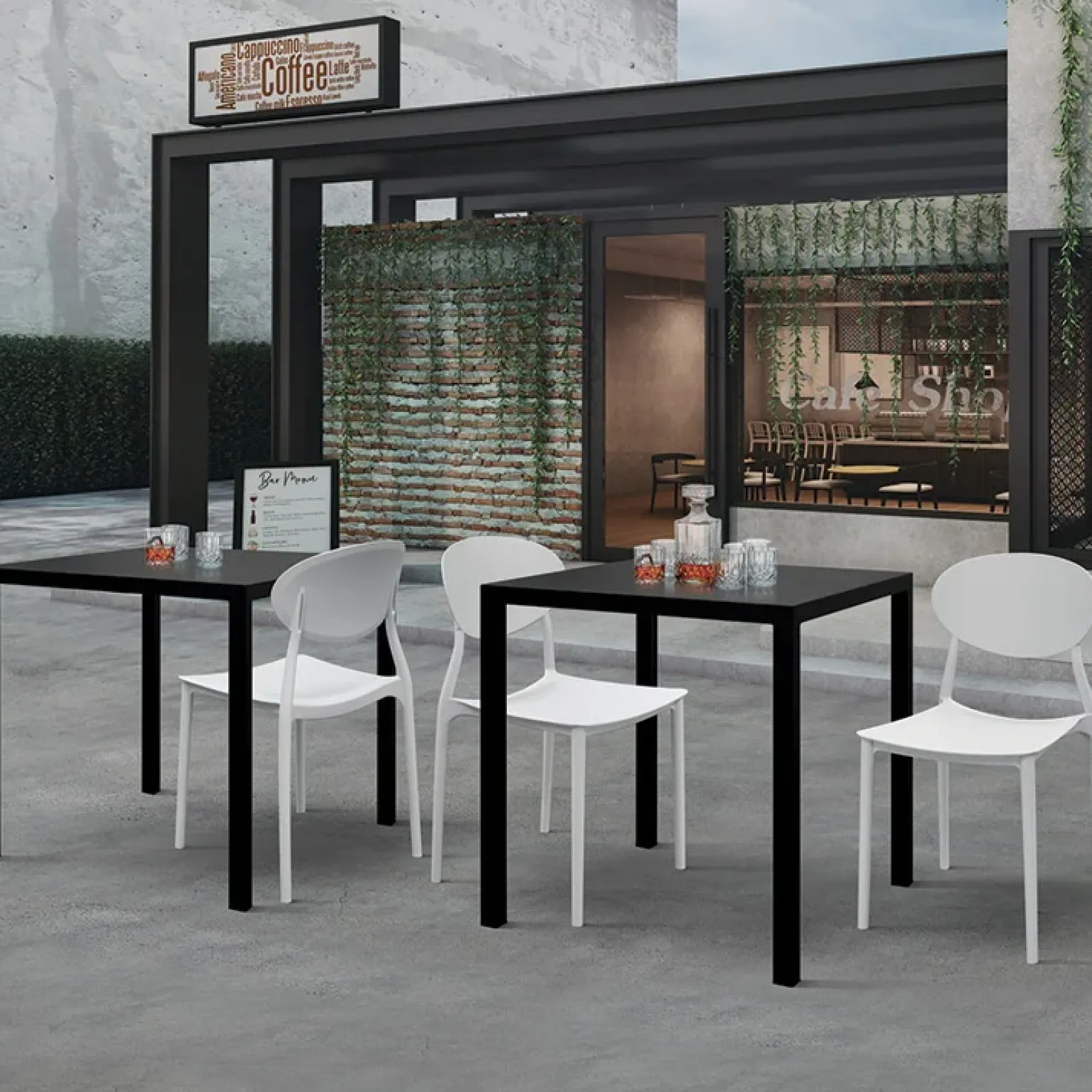 Tavolo da giardino 80x80 cm impilabile metallo grigio antracite Atlantis