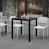 Tavolo da giardino 70x70 cm impilabile metallo grigio antracite Atlantis