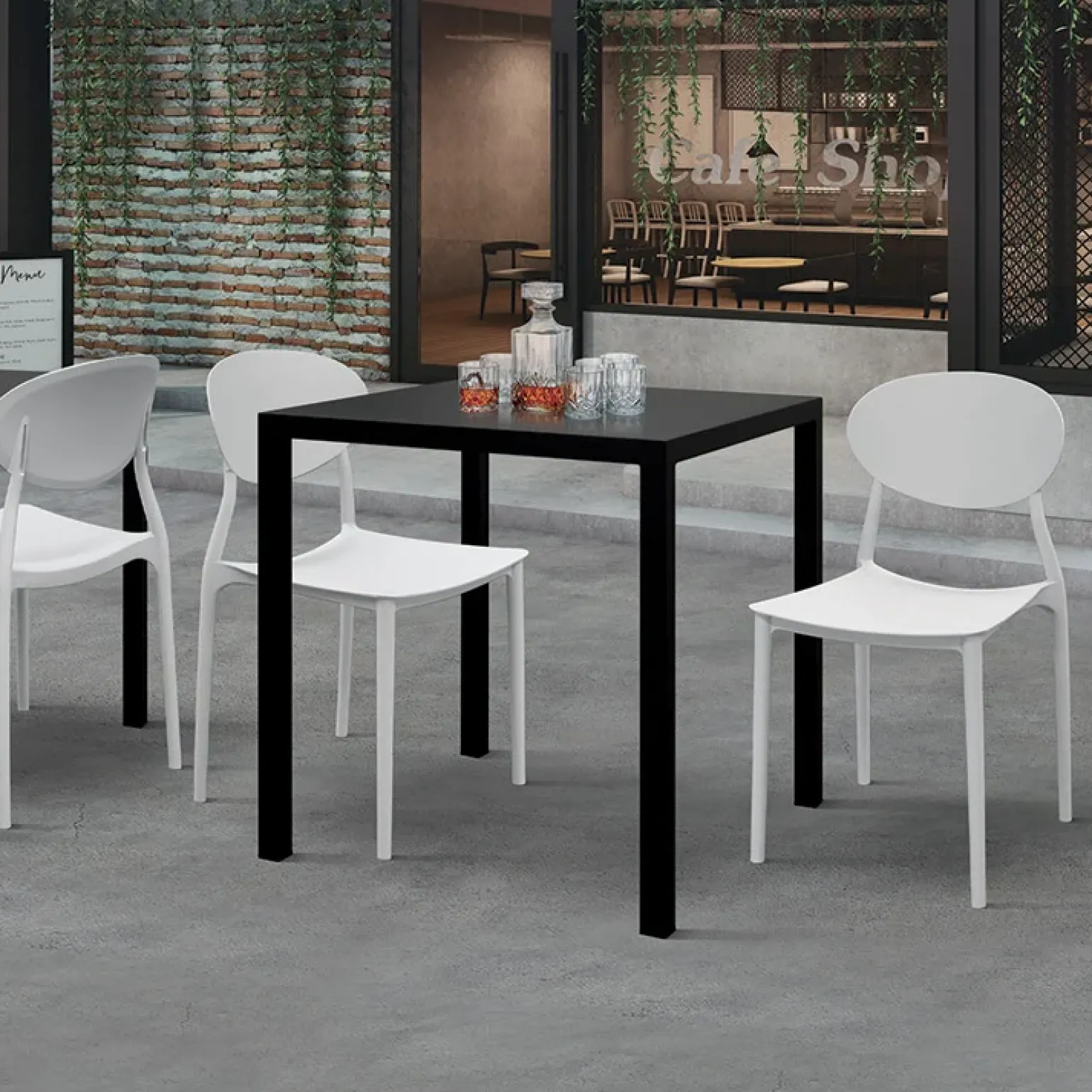 Tavolo da giardino 70x70 cm impilabile metallo grigio antracite Atlantis