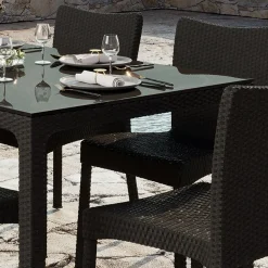 Tavolo da giardino 90x90cm polipropilene effetto rattan marrone Orsini