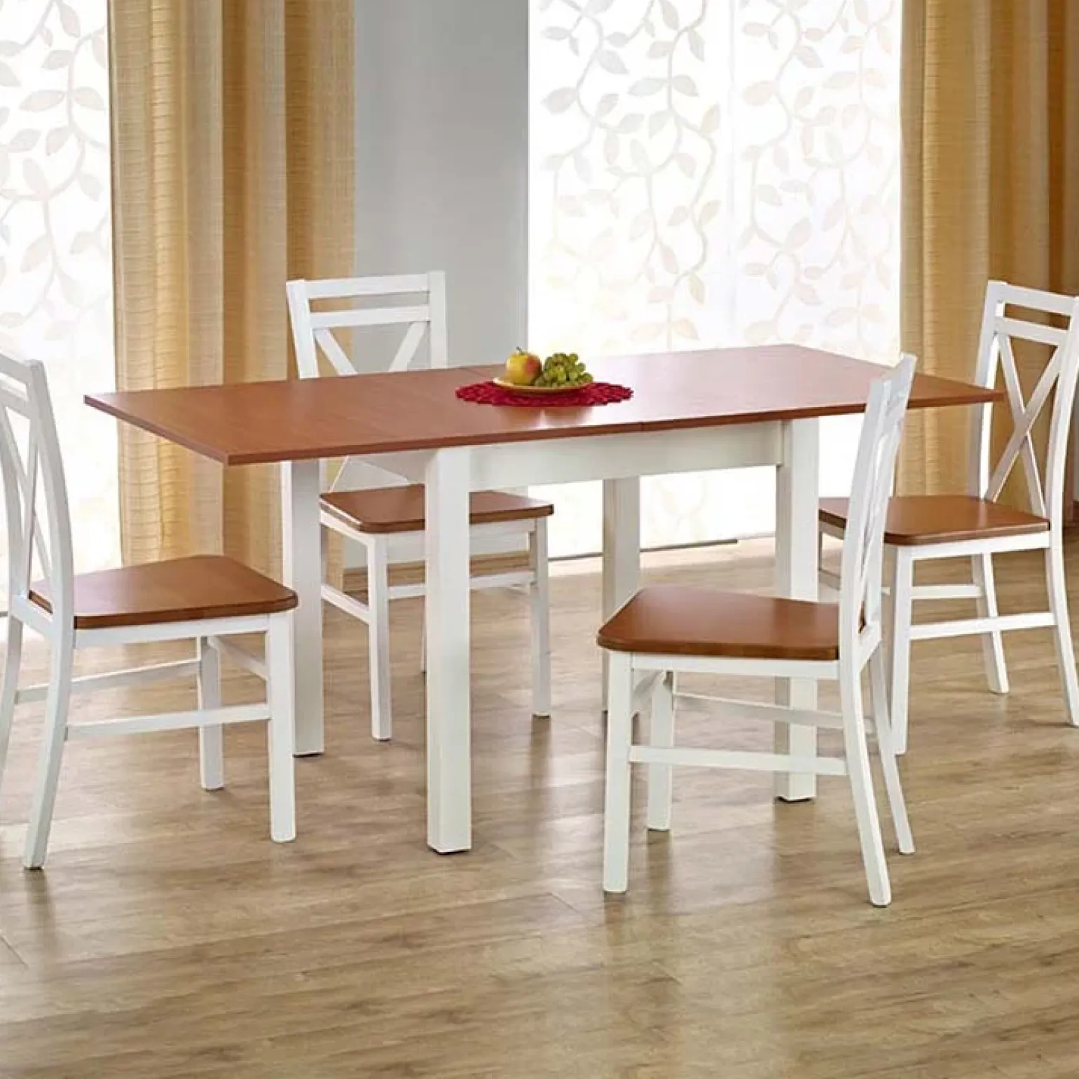 Tavolo da pranzo allungabile moderno 80/160cm noce bianco Akainu