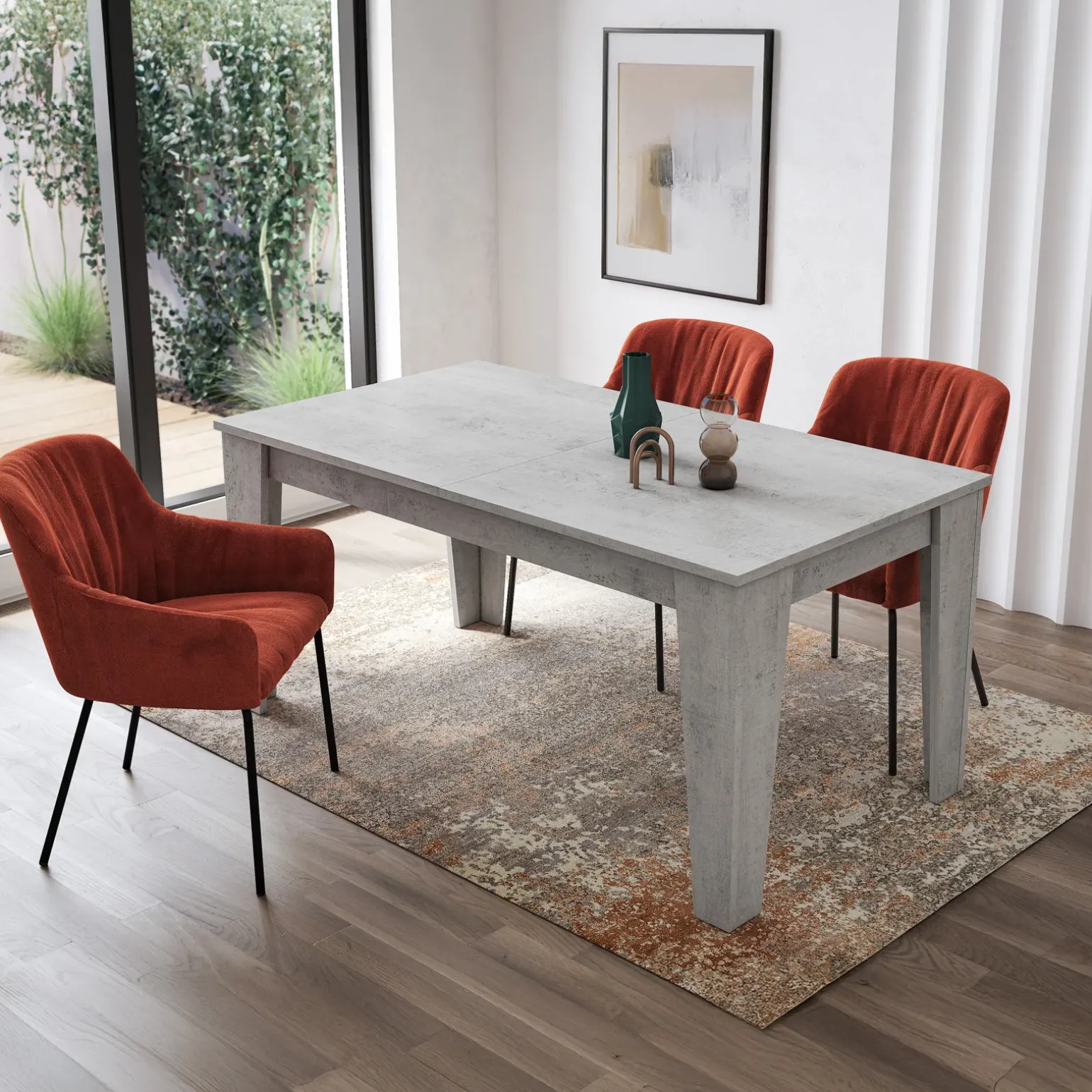 Tavolo da pranzo allungabile 160/220 cm moderno cemento Orbis