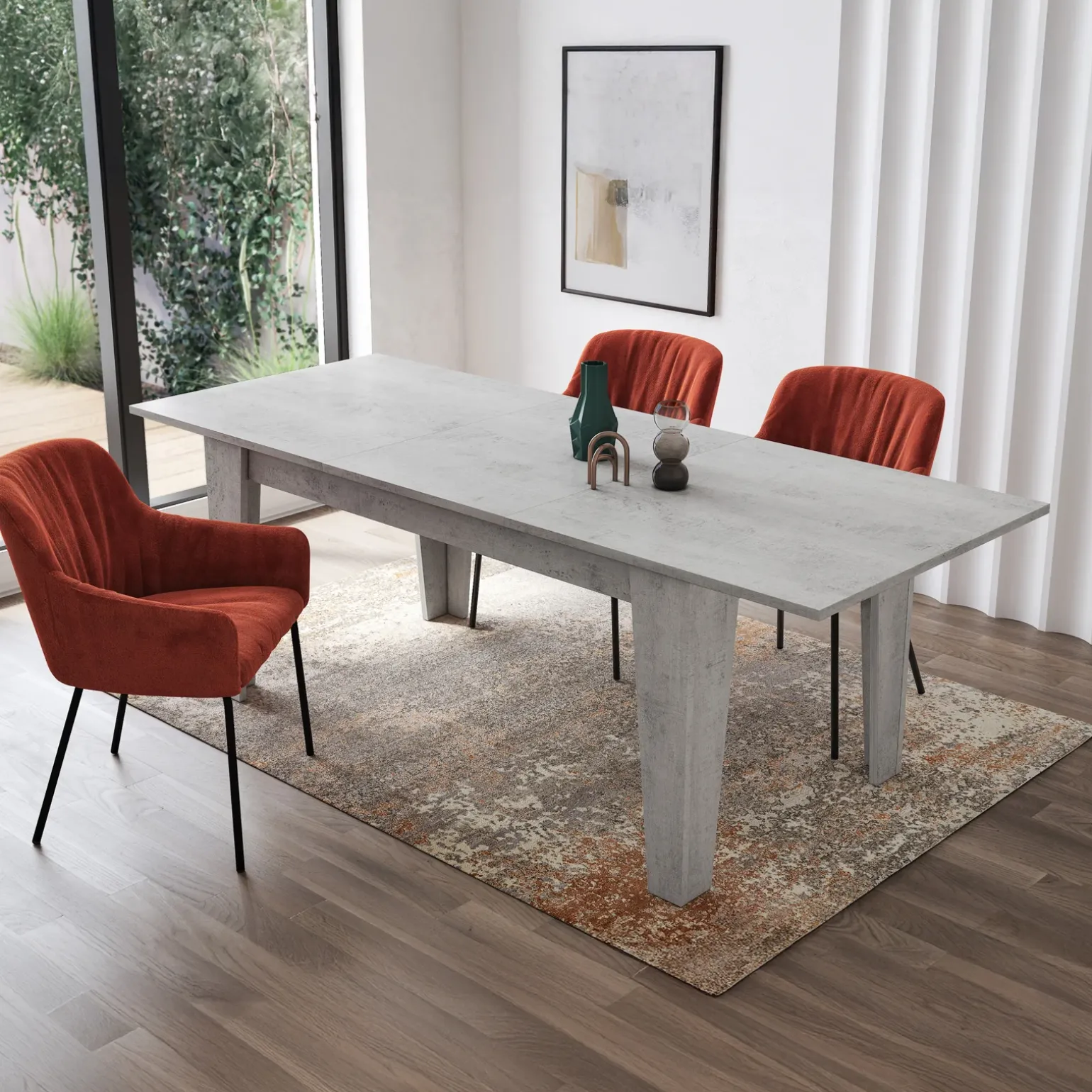 Tavolo da pranzo allungabile 160/220 cm moderno cemento Orbis