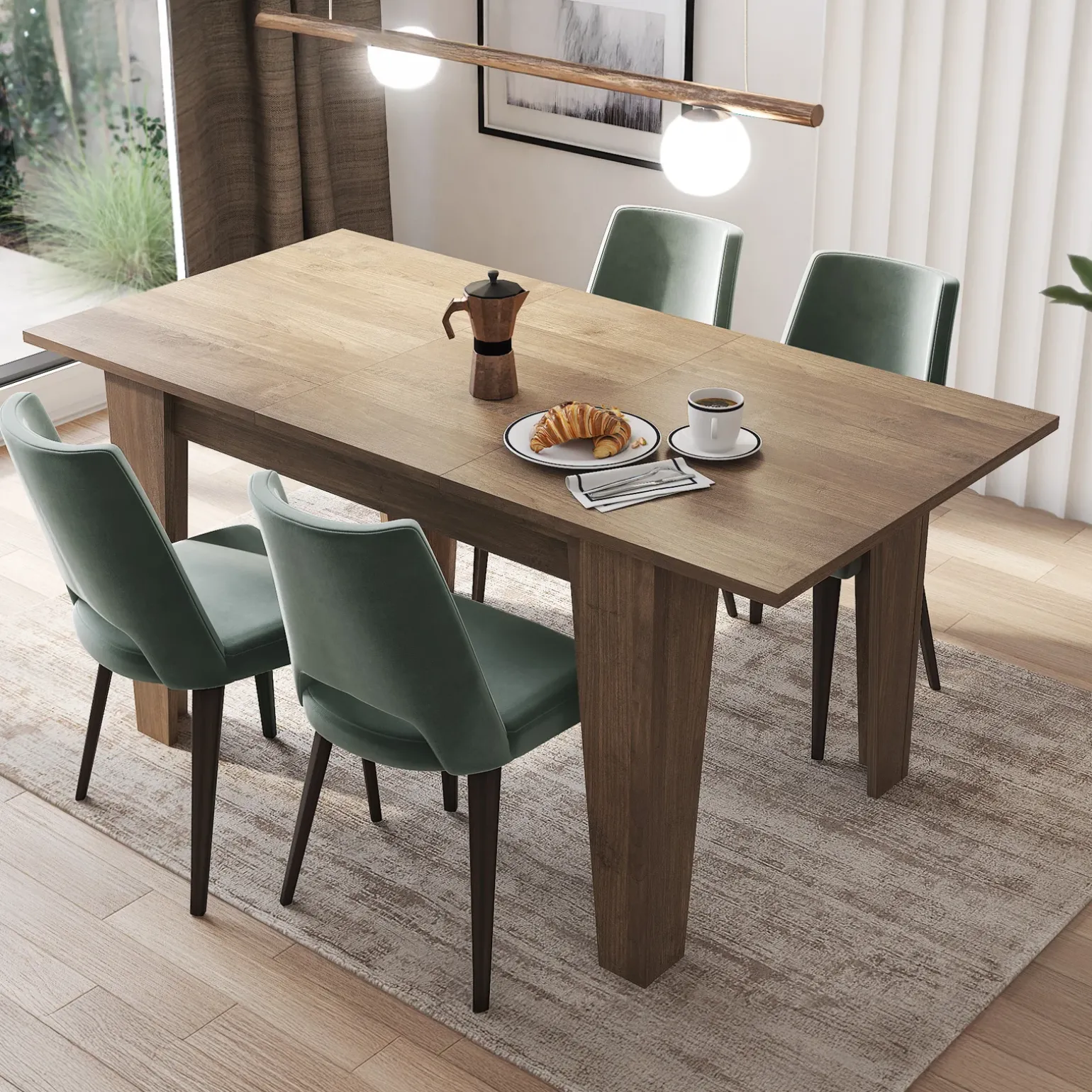 Tavolo da pranzo allungabile 120/160 cm moderno noce Orbis