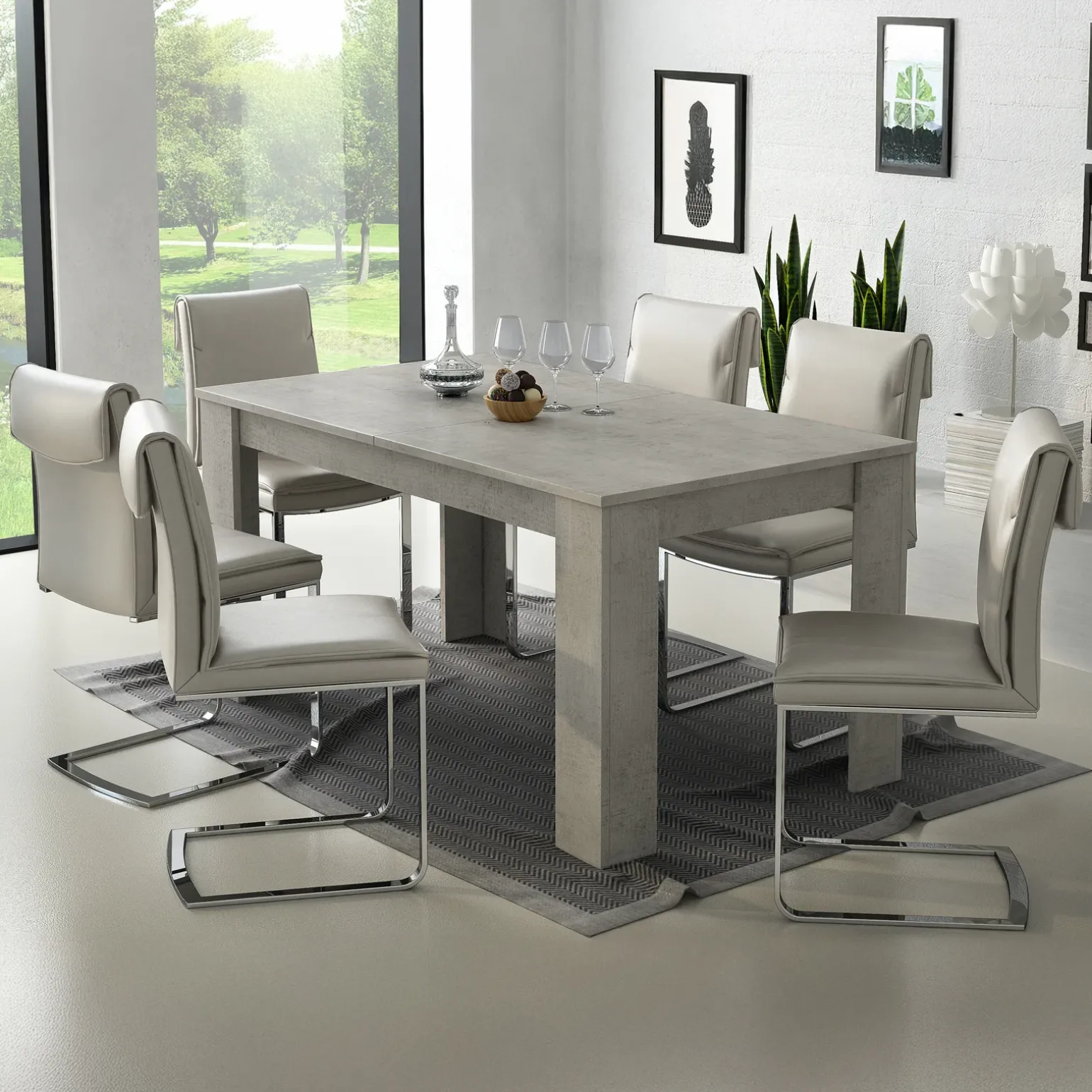 Tavolo da pranzo allungabile 160/220 cm moderno cemento Basalt